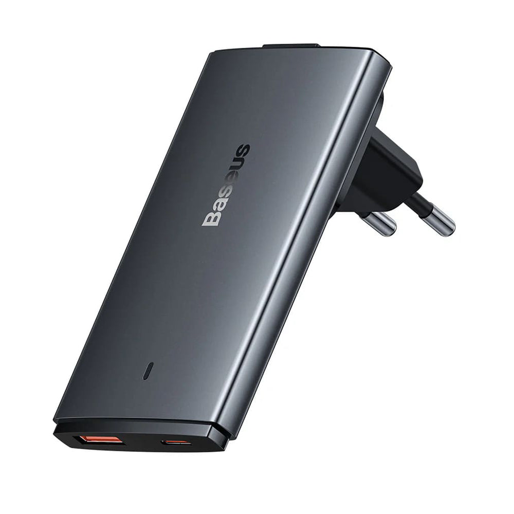 Baseus - Wall Charger (CCGP150113) - Type-C Cable Included, GaN5 Pro Flat Design, USB, Type-C, with UE and UK Plug - Grey
