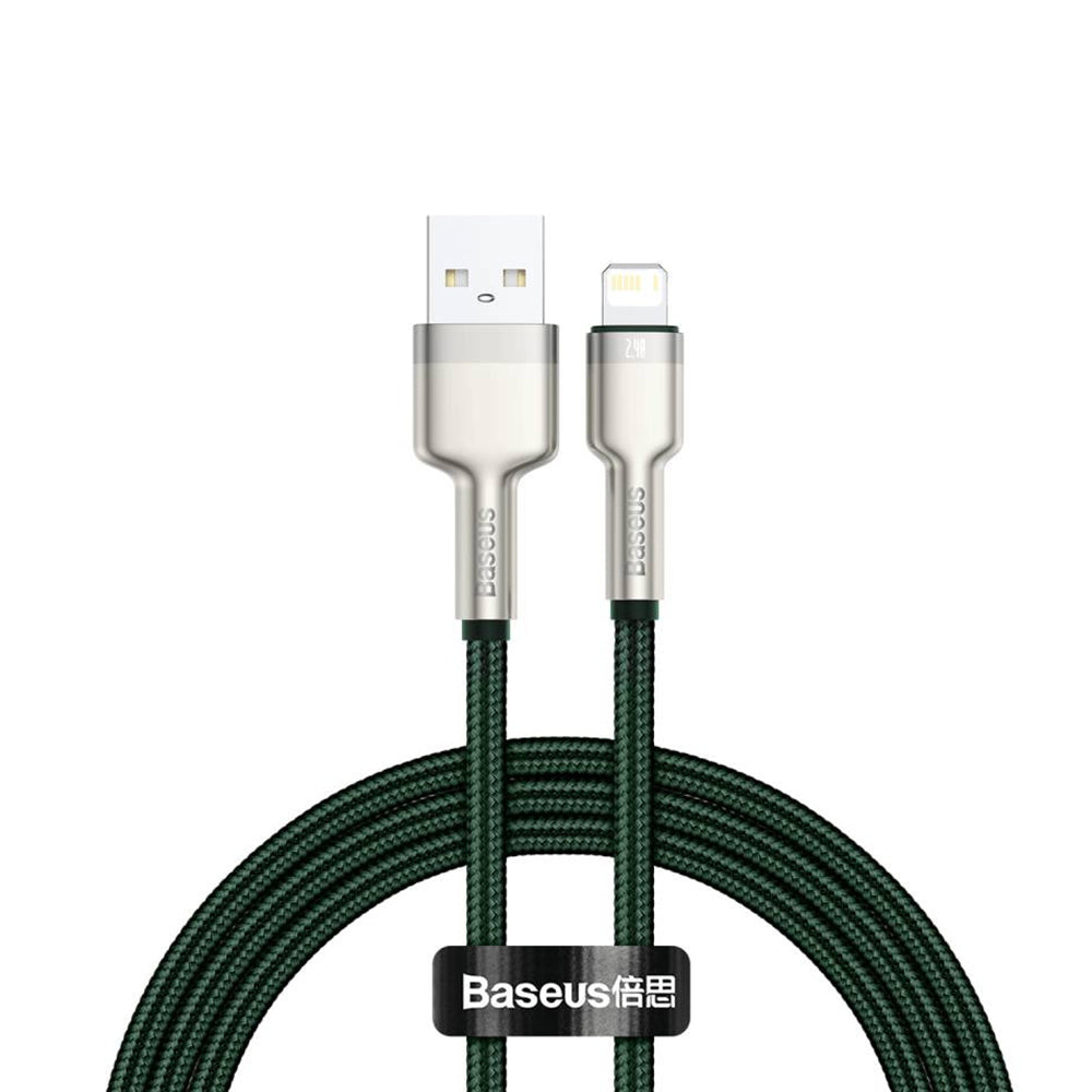 Baseus - Data Cable Cafule Series Metal (CALJK-A06) - USB to Lightning, 2.4A, 480Mbps, 1m - Green