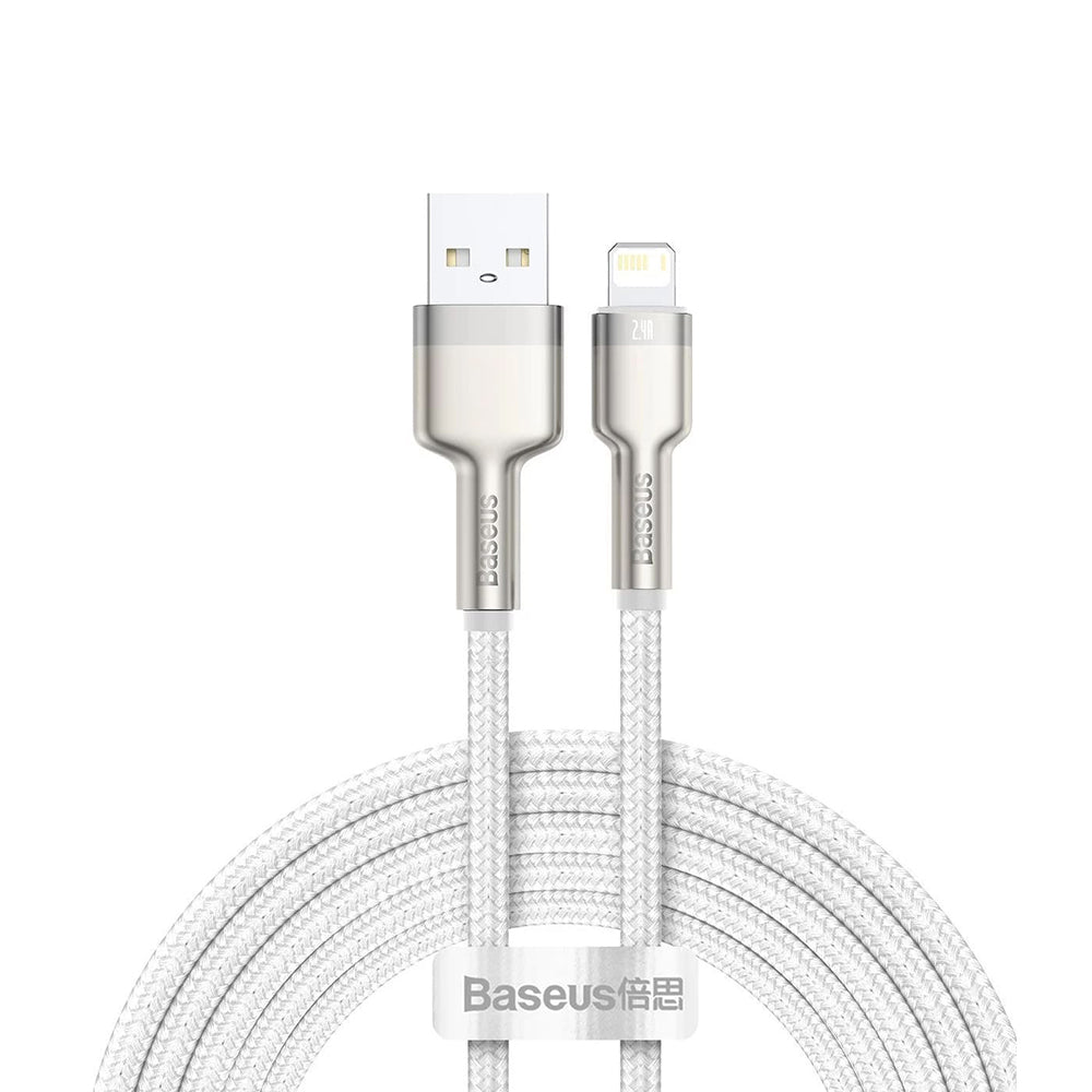 Baseus - Data Cable Cafule Series Metal (CALJK-B02) - USB to Lightning 2.4A, 2m - White