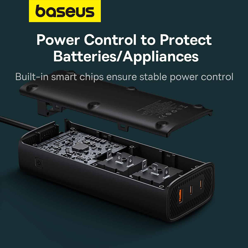 Baseus - Power Inverter Pro (CGNB020101) - USB, 2x Type-C, 220V CN/US/EU Plug, 150W - Black