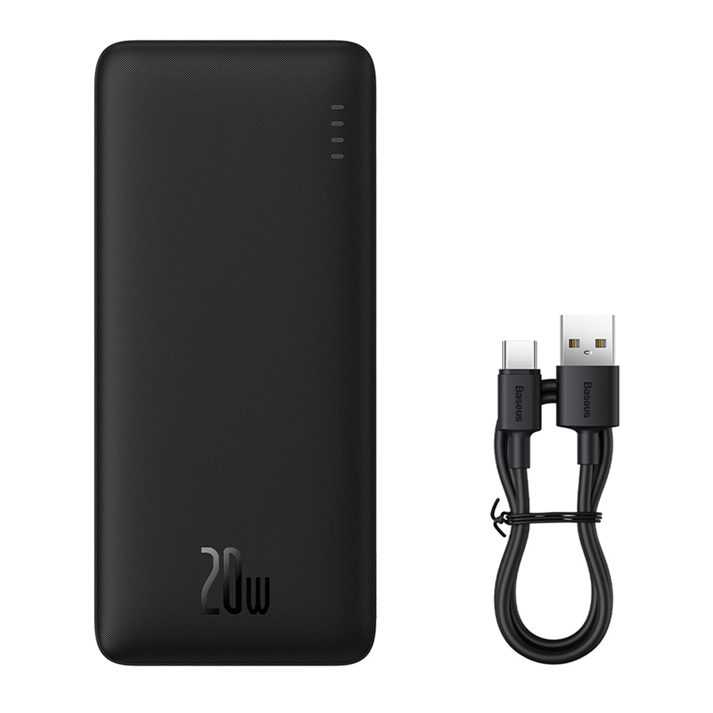 Baseus - Power Bank Airpow (PPQD090001) - USB, Type-C, Micro-USB, 20W, 10000mAh, with Cable Type-C - Black