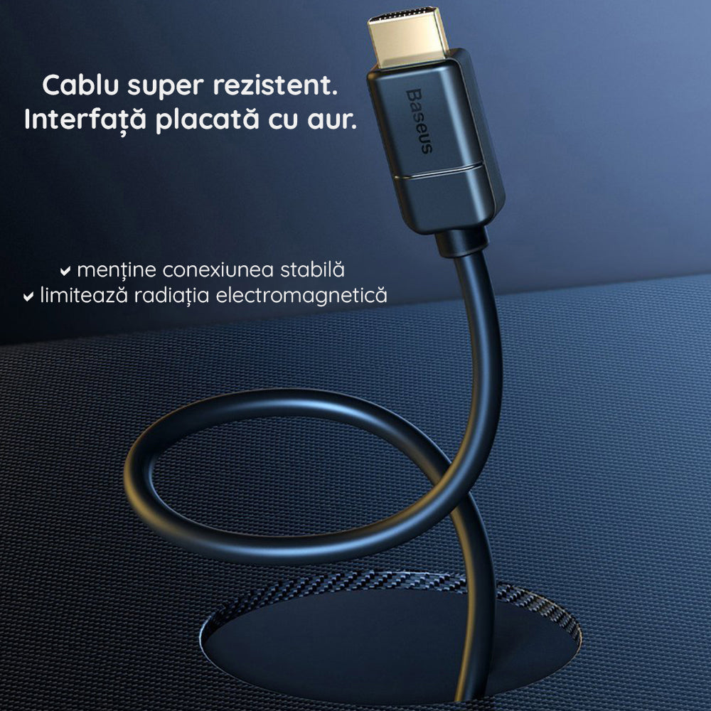 Baseus - Video Cable (CAKGQ-D01) - HDMI to HDMI, High Definition, 5m - Black