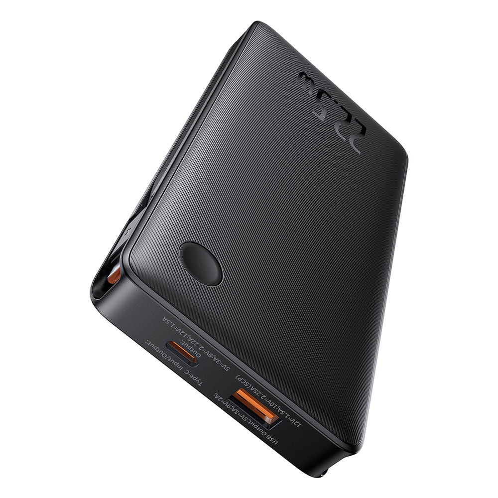 Baseus - Power Bank Airpow Air Lite (P10067501123-00) - USB, Type-C, Dual Cable USB-C, Lightning, 22.5W, 10000mAh - Black