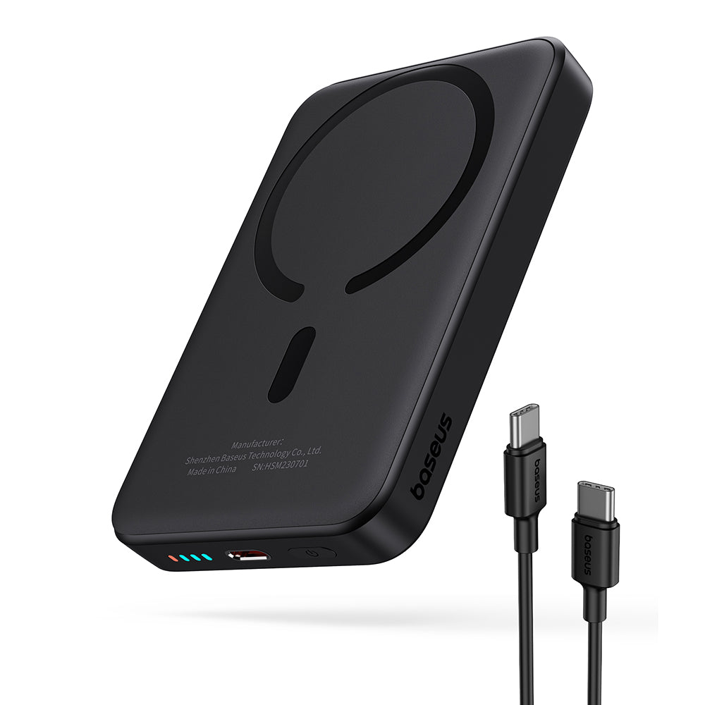 Baseus - Power Bank Mini Air (P10059001113-00) - Type-C, MagSafe Charging, 20W, 10000mAh, with Cable Type-C, 30cm - Black