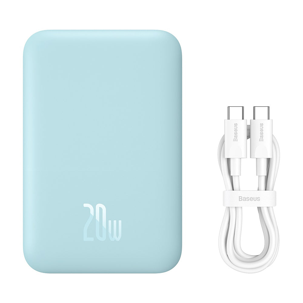 Baseus - Power Bank Mini Air (P10059002313-00) - Type-C, MagSafe Charging, 20W, 6000mAh, with Cable Type-C, 30cm - Blue