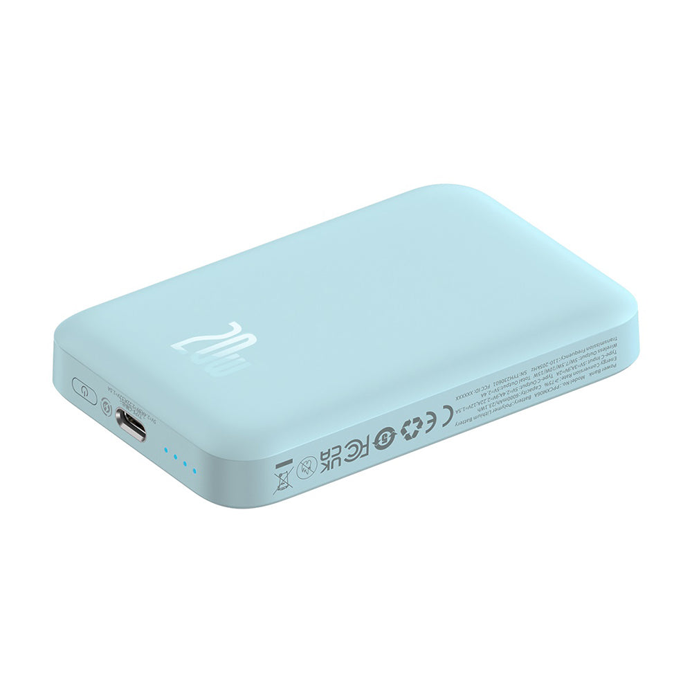 Baseus - Power Bank Mini Air (P10059002313-00) - Type-C, MagSafe Charging, 20W, 6000mAh, with Cable Type-C, 30cm - Blue