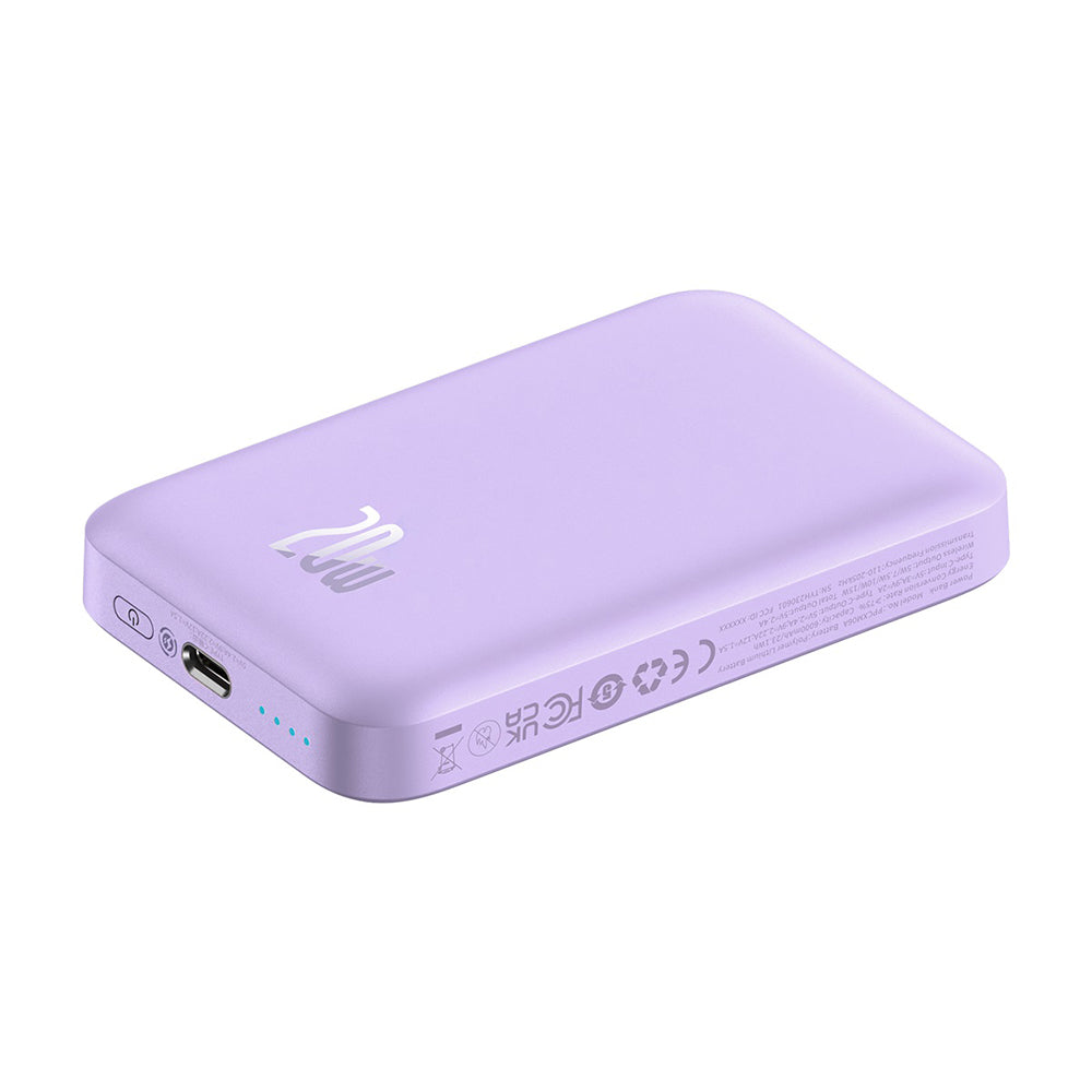Baseus - Power Bank Mini Air (P10059002513-00) - Type-C, MagSafe Charging, 20W, 6000mAh, with Cable Type-C, 30cm - Purple