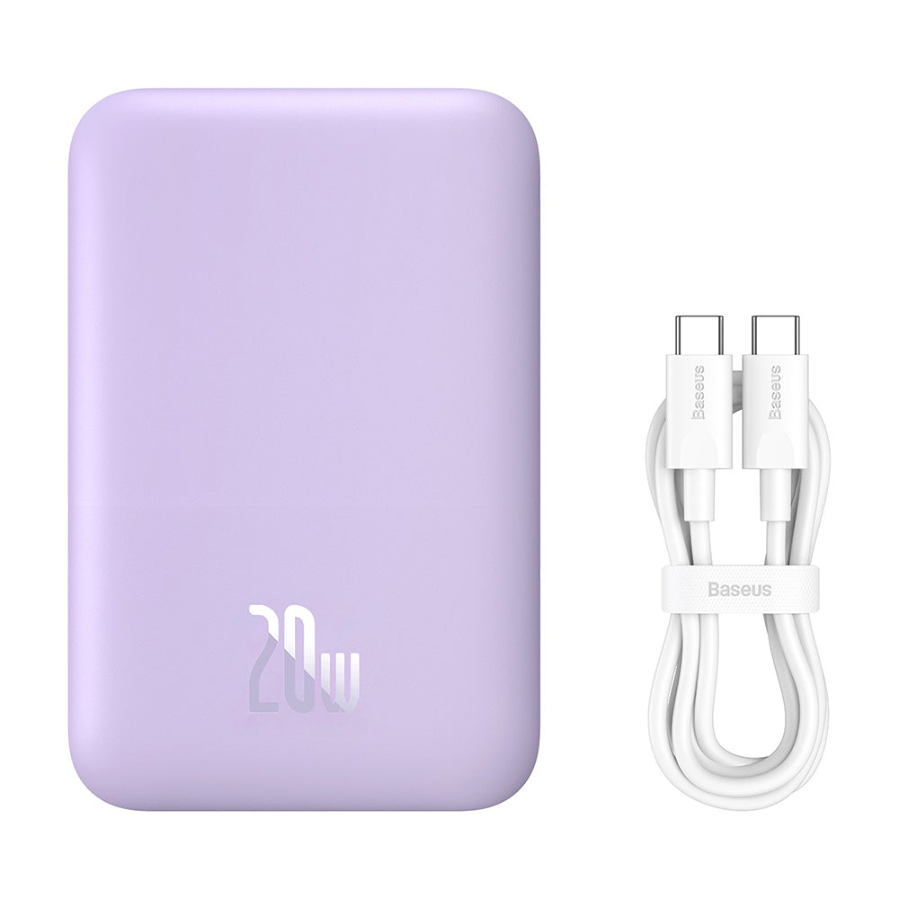 Baseus - Power Bank Mini Air (P10059002513-00) - Type-C, MagSafe Charging, 20W, 6000mAh, with Cable Type-C, 30cm - Purple