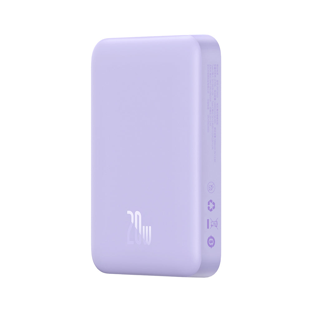 Baseus - Power Bank Magnetic Mini (PPCX110105) - USB-C, MagSafe, 10000mAh, 20W, with Cable Type-C, 3A, 30cm - Purple