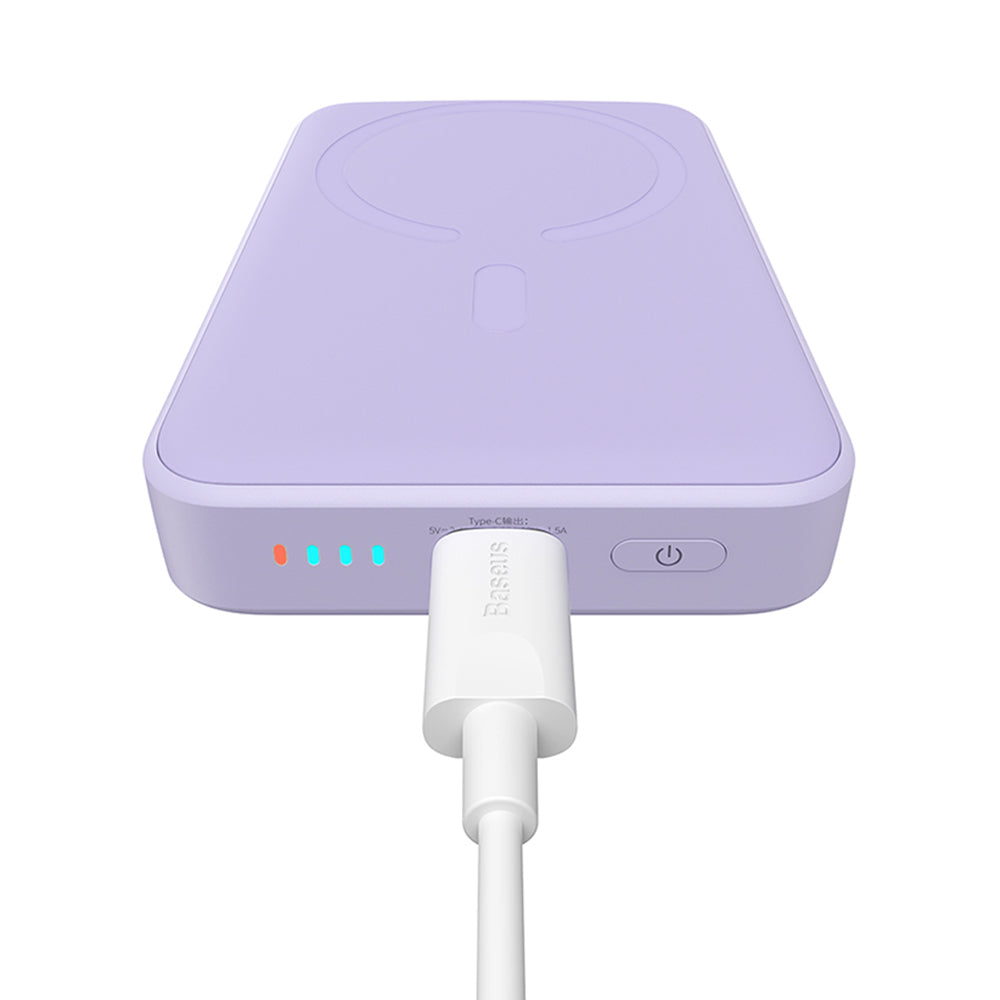 Baseus - Power Bank Magnetic Mini (PPCX110105) - USB-C, MagSafe, 10000mAh, 20W, with Cable Type-C, 3A, 30cm - Purple