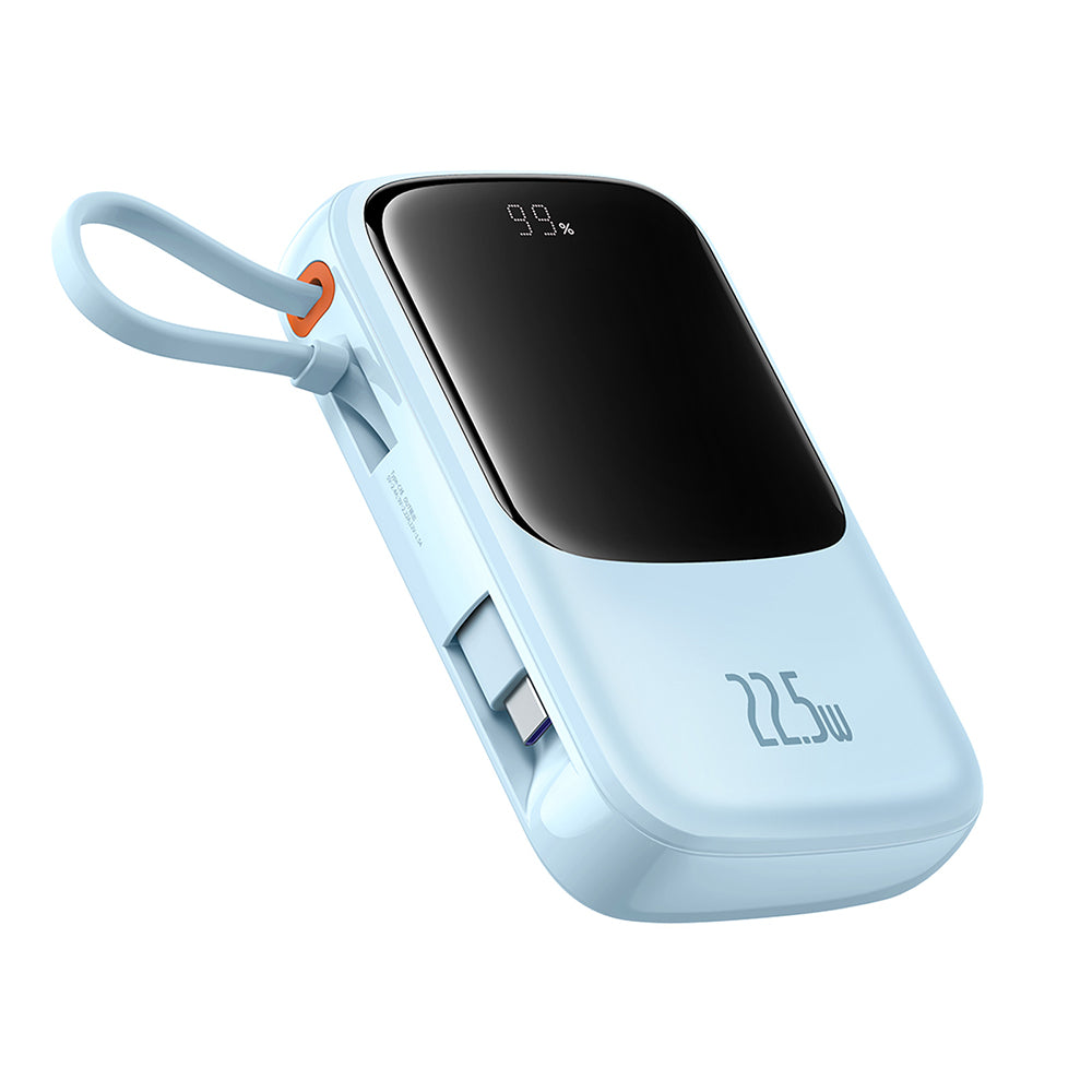 Baseus - Power Bank Qpow Pro+ (P10067101313-00) - Lightning, 2x Type-C, USB, 22.5W, 10000mAh, Cable Type-C - Blue
