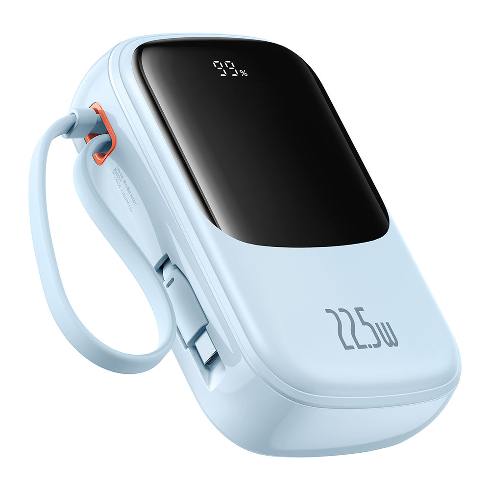 Baseus - Power Bank Qpow Pro+ (P10067103313-00) - Lightning, 2x Type-C, USB, 22.5W, 20000mAh, Cable Type-C - Blue