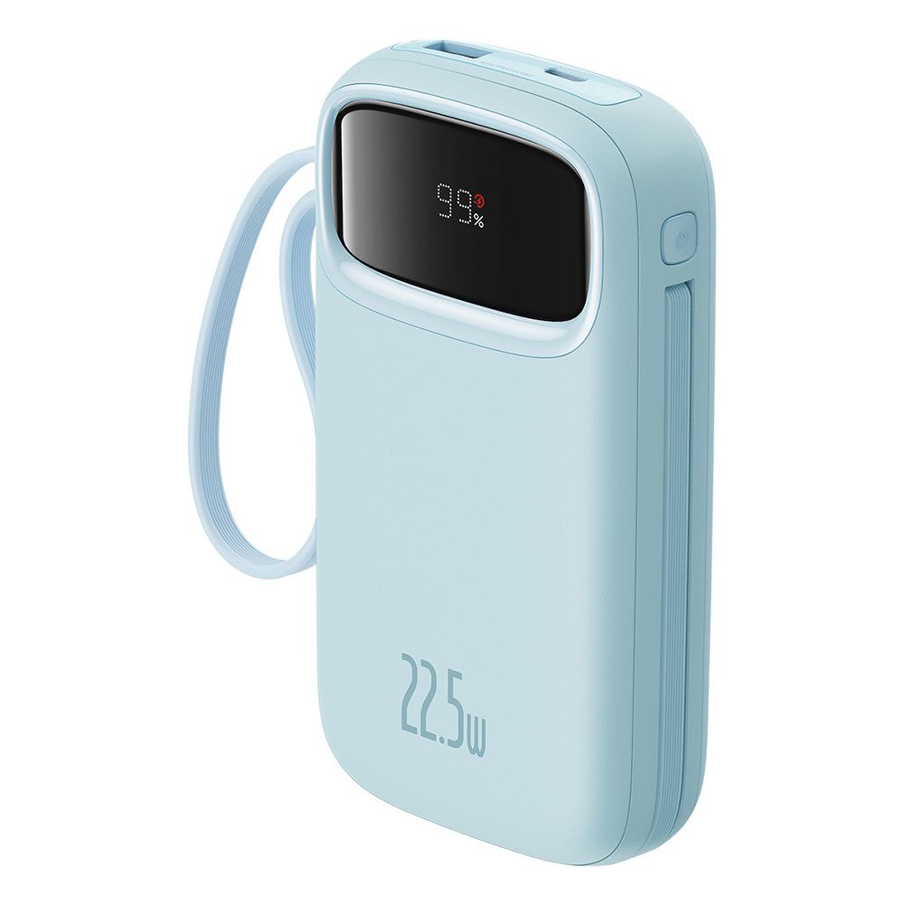 Baseus - Power Bank Qpow Pro+ (P10055002313-00) - Lightning, 2x Type-C, USB, 22.5W, 20000mAh, Cable Type-C, 30cm - Blue