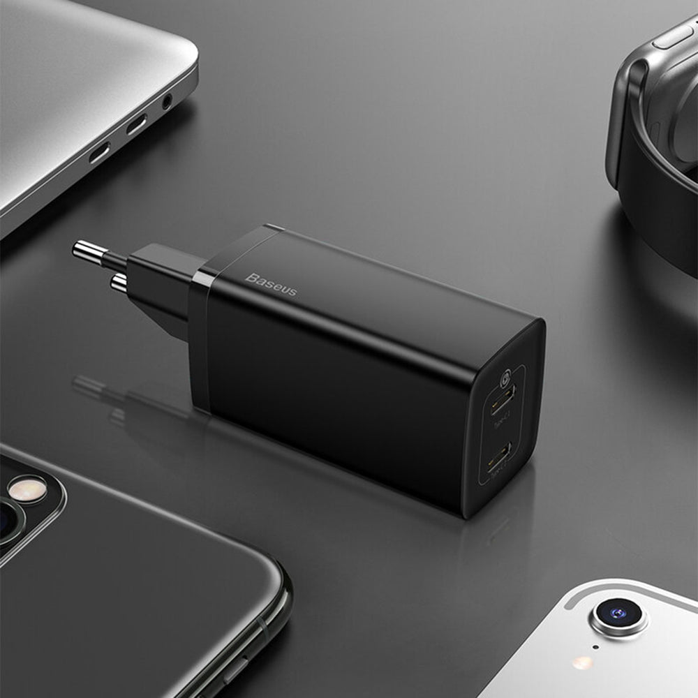 Baseus - Wall Charger GaN Lite (CCGAN2L-B01) - Quick Charger, USB, Type-C, 65W - Black