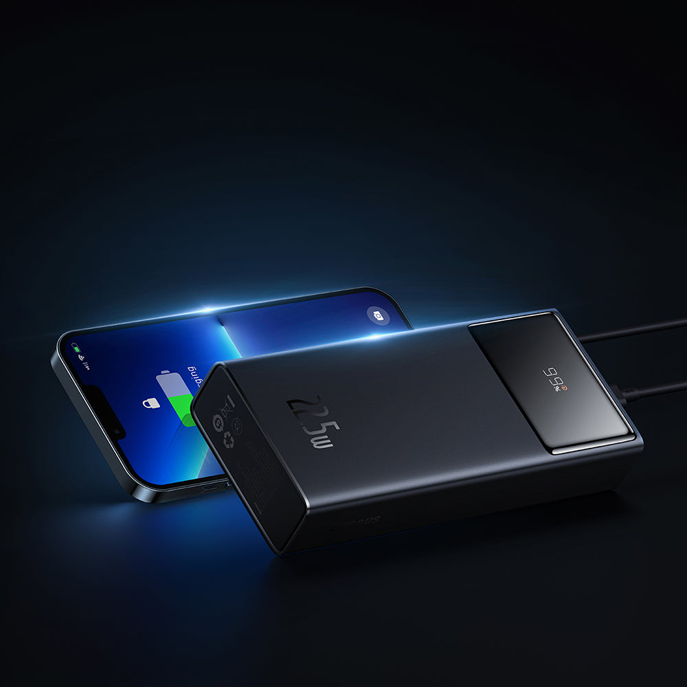 Baseus - Power Bank Star-Lord (PPXJ080001) - 2x USB, Type-C, Micro-USB, 22.5W, 20000mAh, Cable Type-C, 3A, 30cm - Black