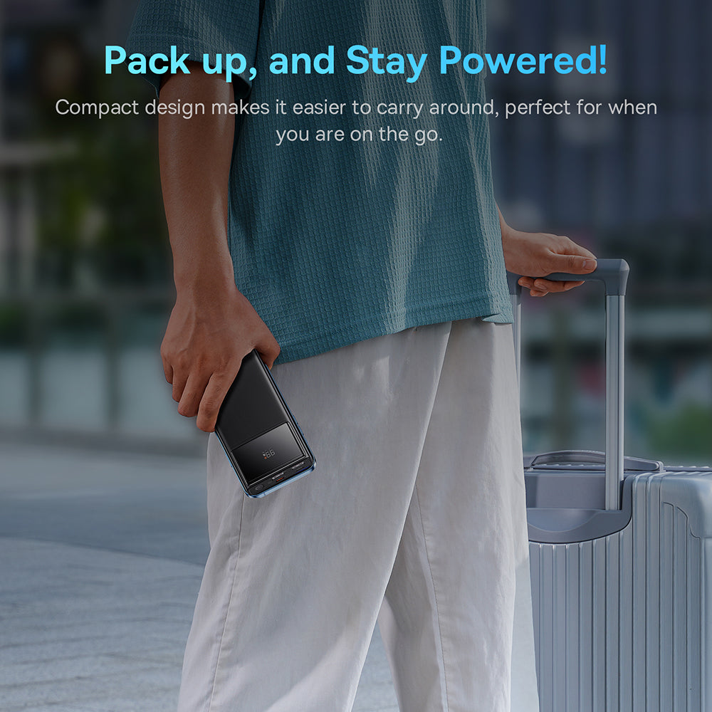 Baseus - Power Bank Star-Lord (PPXJ100001) - 2x USB, Type-C, Micro-USB, 22.5W, 10000mAh, Cable Type-C, 3A, 30cm - Black