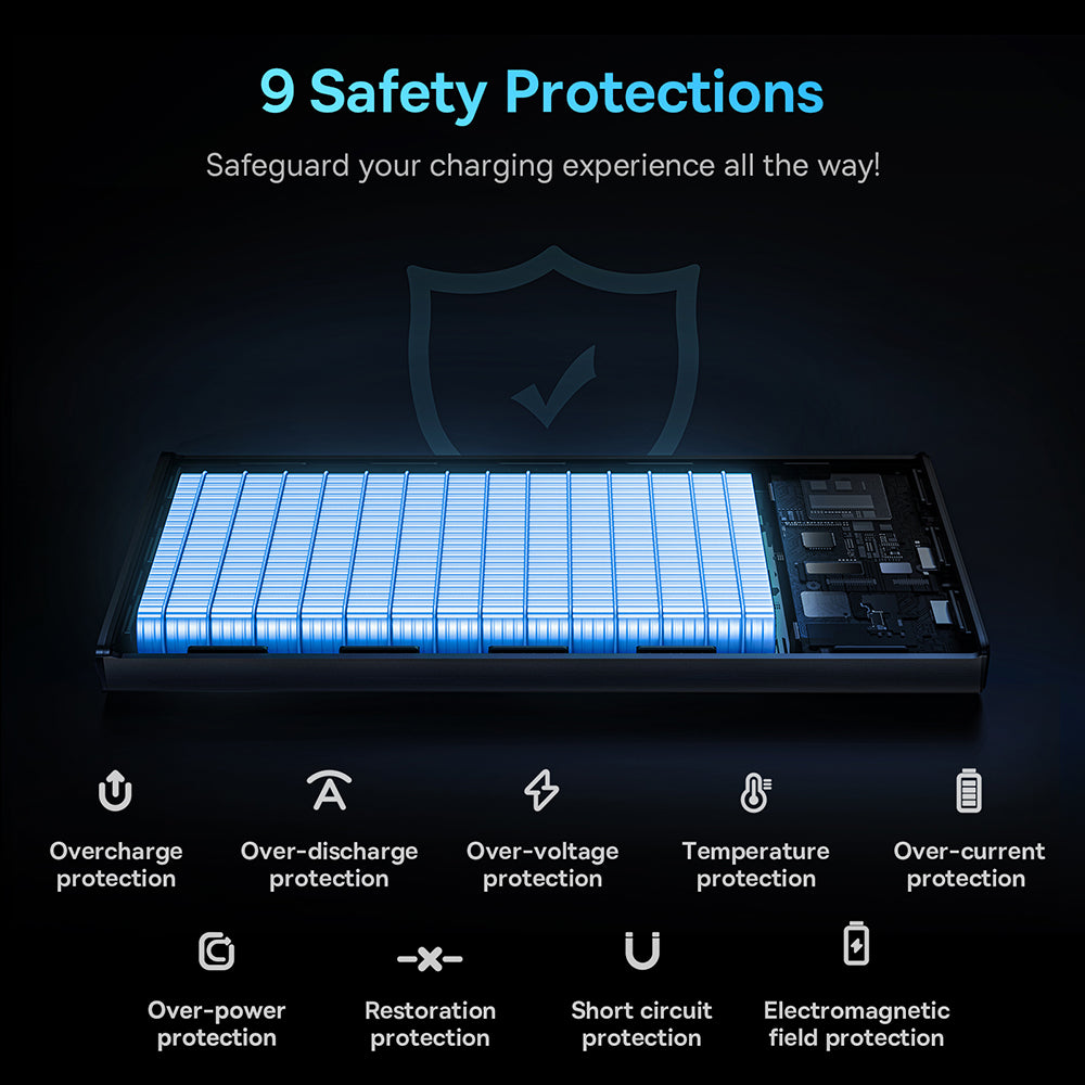 Baseus - Power Bank Star-Lord (PPXJ100001) - 2x USB, Type-C, Micro-USB, 22.5W, 10000mAh, Cable Type-C, 3A, 30cm - Black