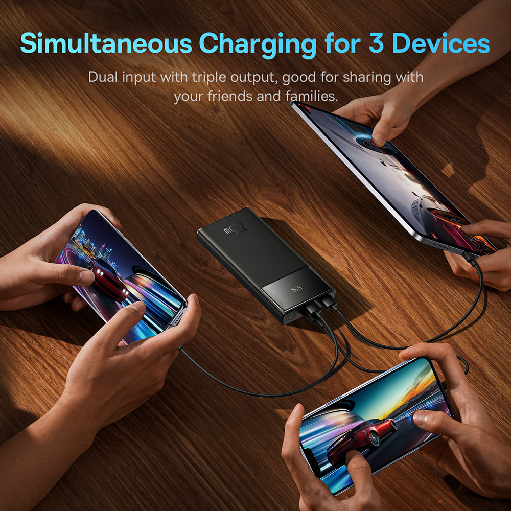 Baseus - Power Bank Star-Lord (PPXJ100001) - 2x USB, Type-C, Micro-USB, 22.5W, 10000mAh, Cable Type-C, 3A, 30cm - Black