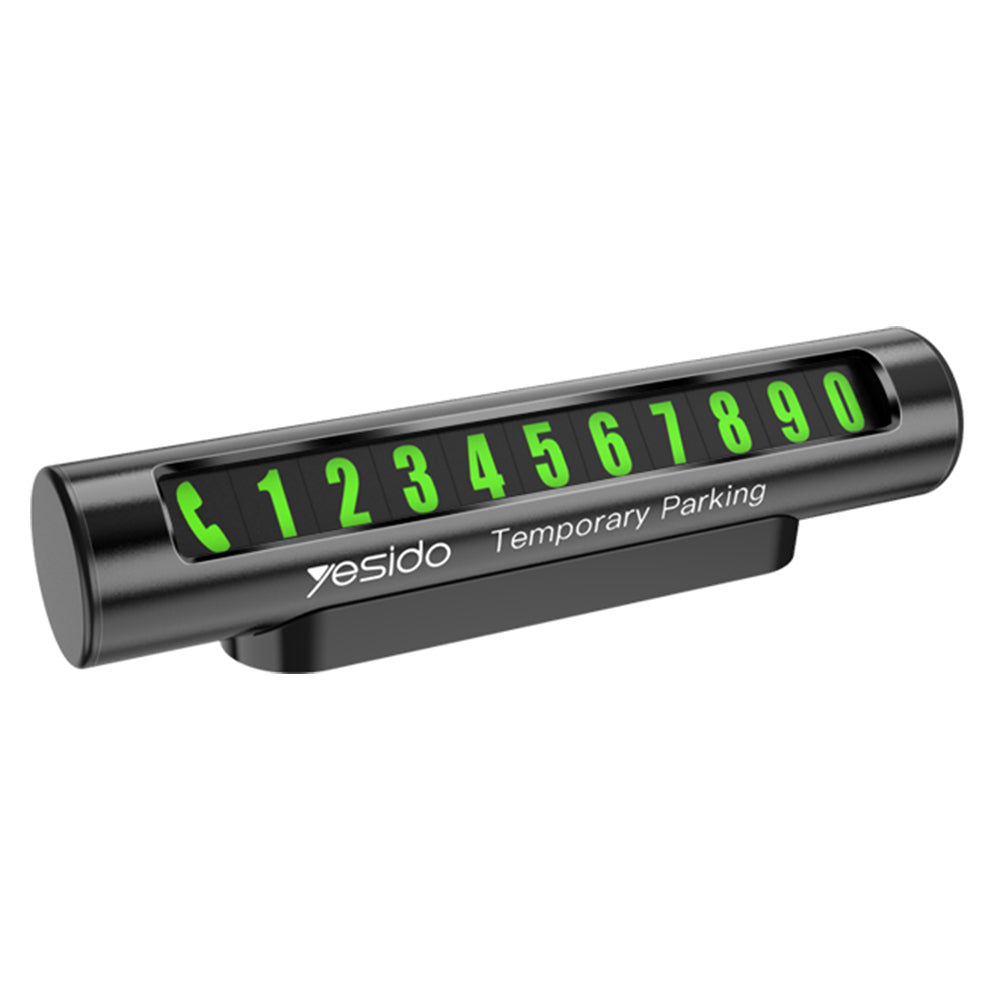 Yesido - Parking Number (C68) - for Dashboard, Fluorescent Digits, Number Hiding, Weather-Resistant, Aluminum Alloy - Black