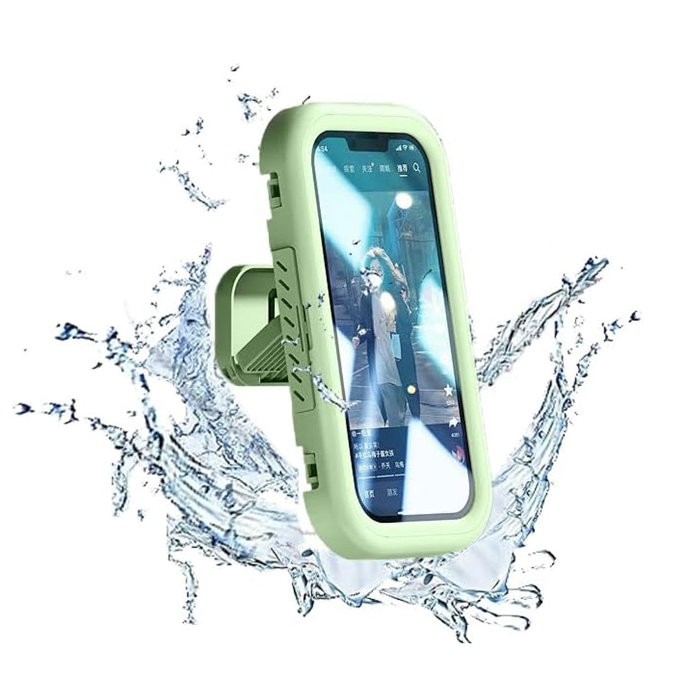 Techsuit - Phone Holder (LC-999) - Wall Box Case, Anti-Fog, Retractable, Adjustable, Waterproof, for 4-7inch Phones - Green