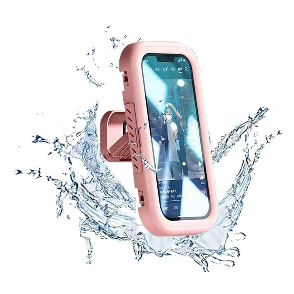 Techsuit - Phone Holder (LC-999) - Wall Box Case, Anti-Fog, Retractable, Adjustable, Waterproof, for 4-7inch Phones - Pink