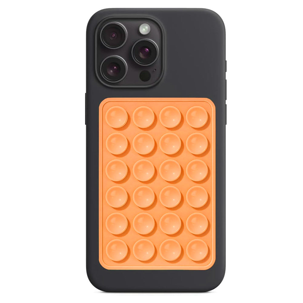 Techsuit - Phone Holder (SO-PAD) - Suction Pad for Selfies, Silicone, Adhesive Mount, Rectangular Shape - Orange