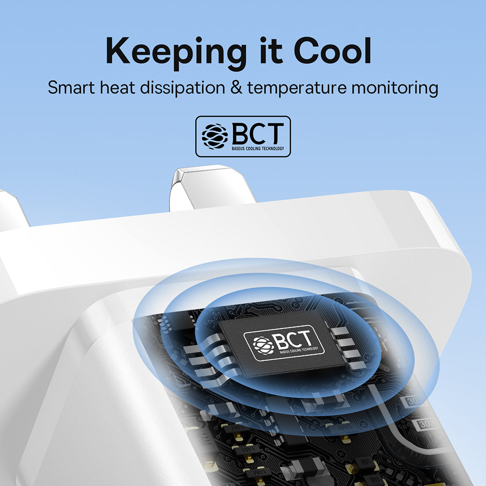 Baseus - Wall Charger GaN5 (P10110906213-00) - UK Plug, Fast Charger, Type-C, 30W - White