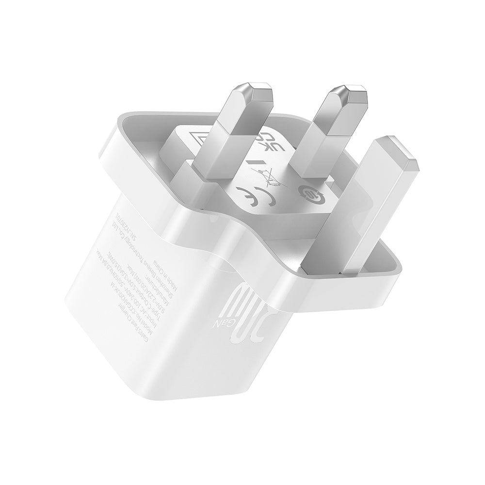 Baseus - Wall Charger GaN5 (P10110906213-00) - UK Plug, Fast Charger, Type-C, 30W - White