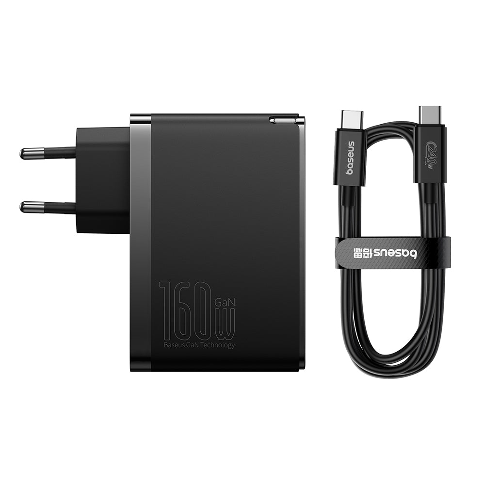 Baseus - Wall Charger GaN5 Pro Digital (P10110825113-00) - Type-C Cable Included, Fast Charger, 2xType-C, USB, 160W, 240W - Black