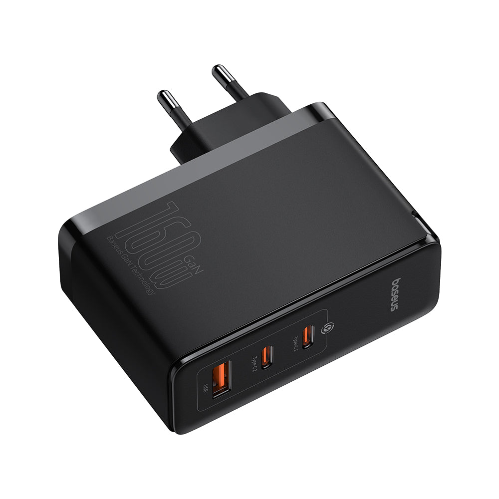 Baseus - Wall Charger GaN5 Pro Digital (P10110825113-00) - Type-C Cable Included, Fast Charger, 2xType-C, USB, 160W, 240W - Black
