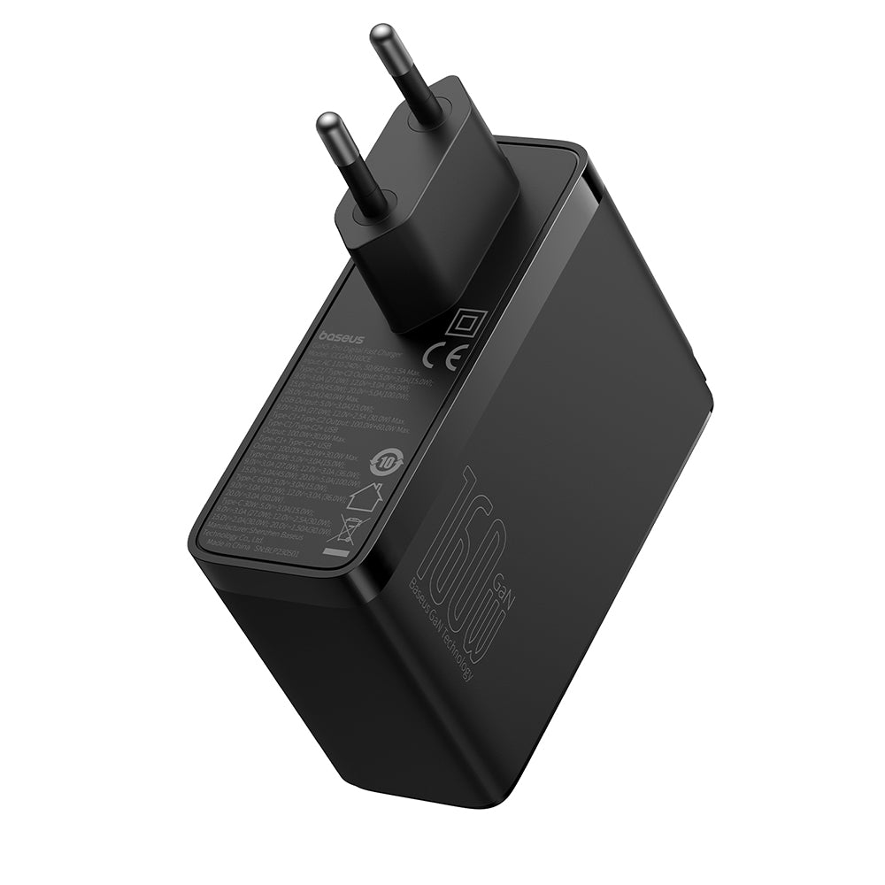 Baseus - Wall Charger GaN5 Pro Digital (P10110825113-00) - Type-C Cable Included, Fast Charger, 2xType-C, USB, 160W, 240W - Black