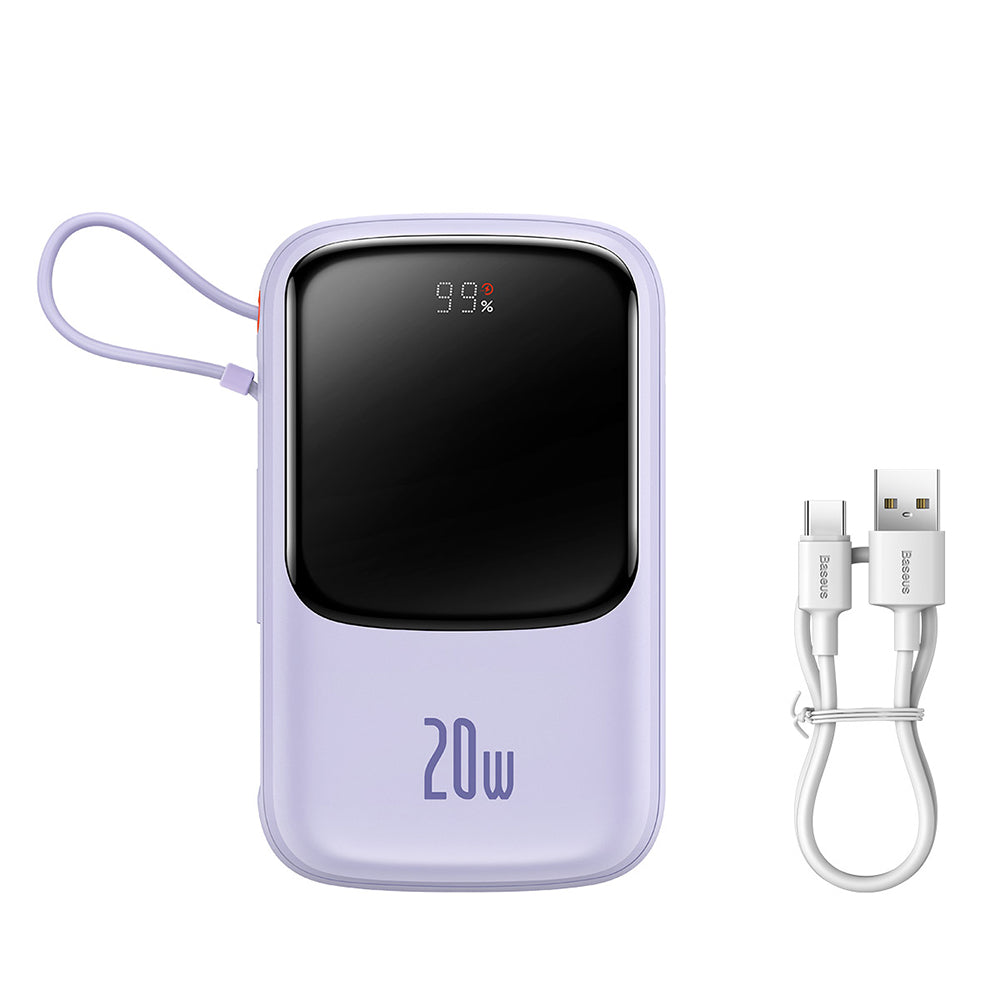 Baseus - Power Bank Qpow Pro (PPQD030005) - Lightning, Type-C, USB, 20000mAh, 20W, with Cable USB-C, Lightning, 3A - Purple