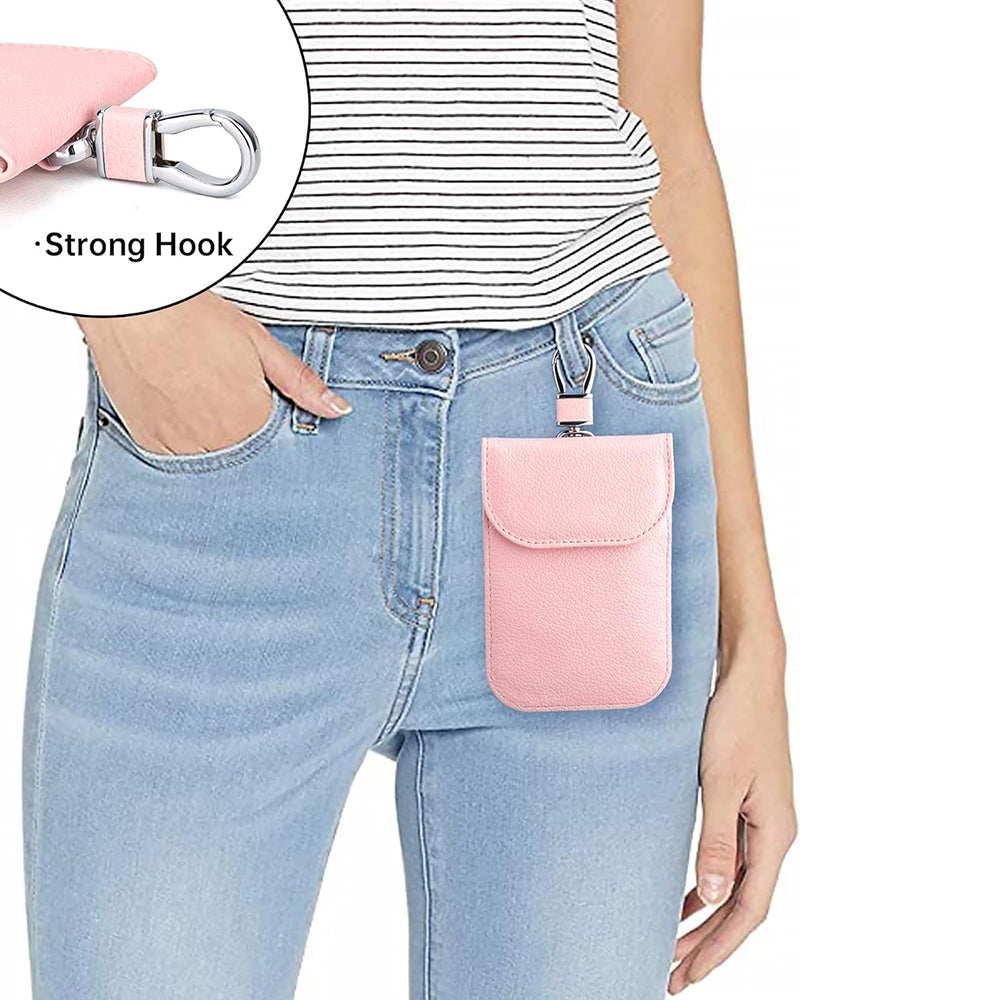 Techsuit - RFID Anti-Theft (AF2) - for Cards & Keys, PU Leather, EMF Blocker - Pink