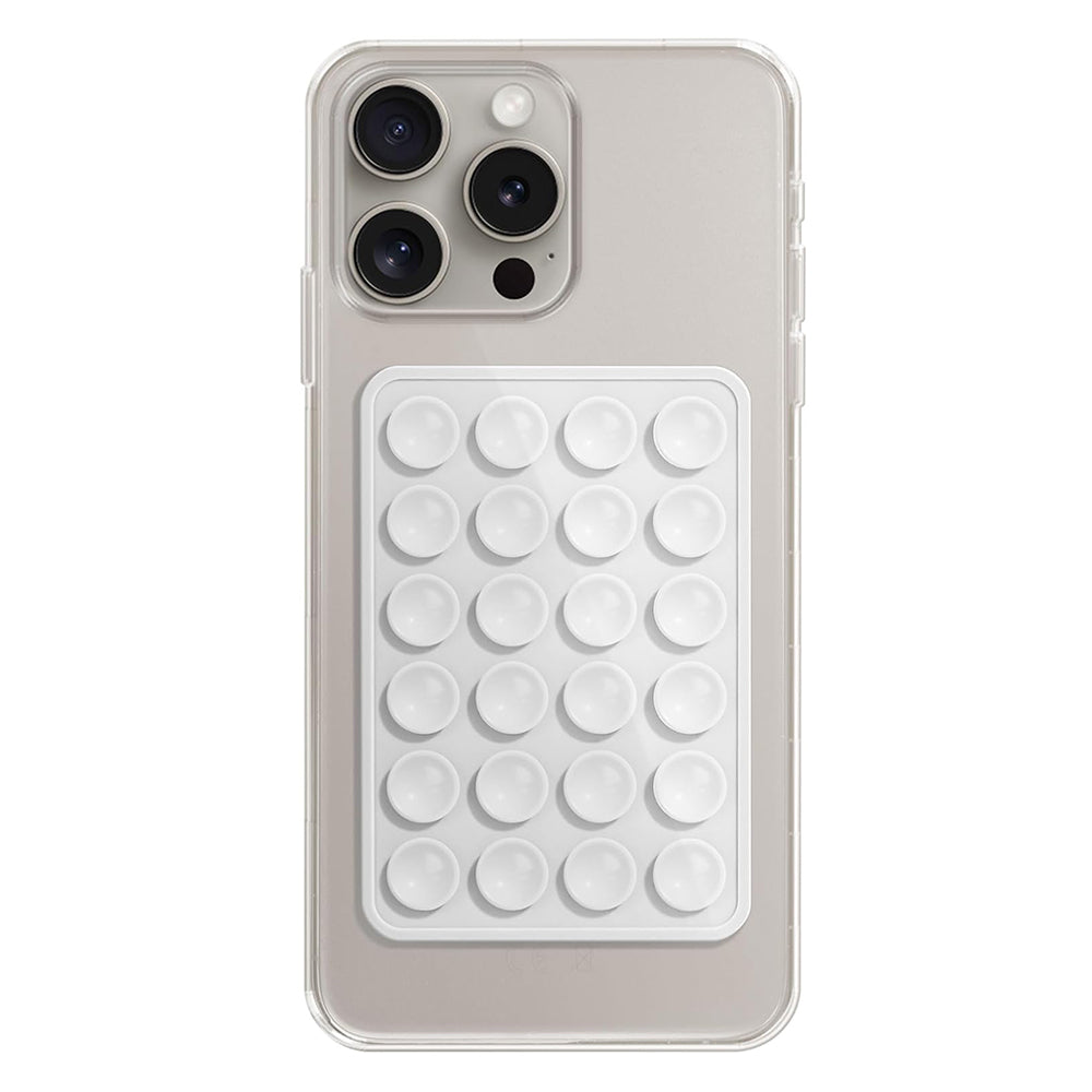 Techsuit - Phone Holder (SW-PAD) - Suction Pad for Selfies, Silicone, Adhesive Mount, Rectangular Shape - White