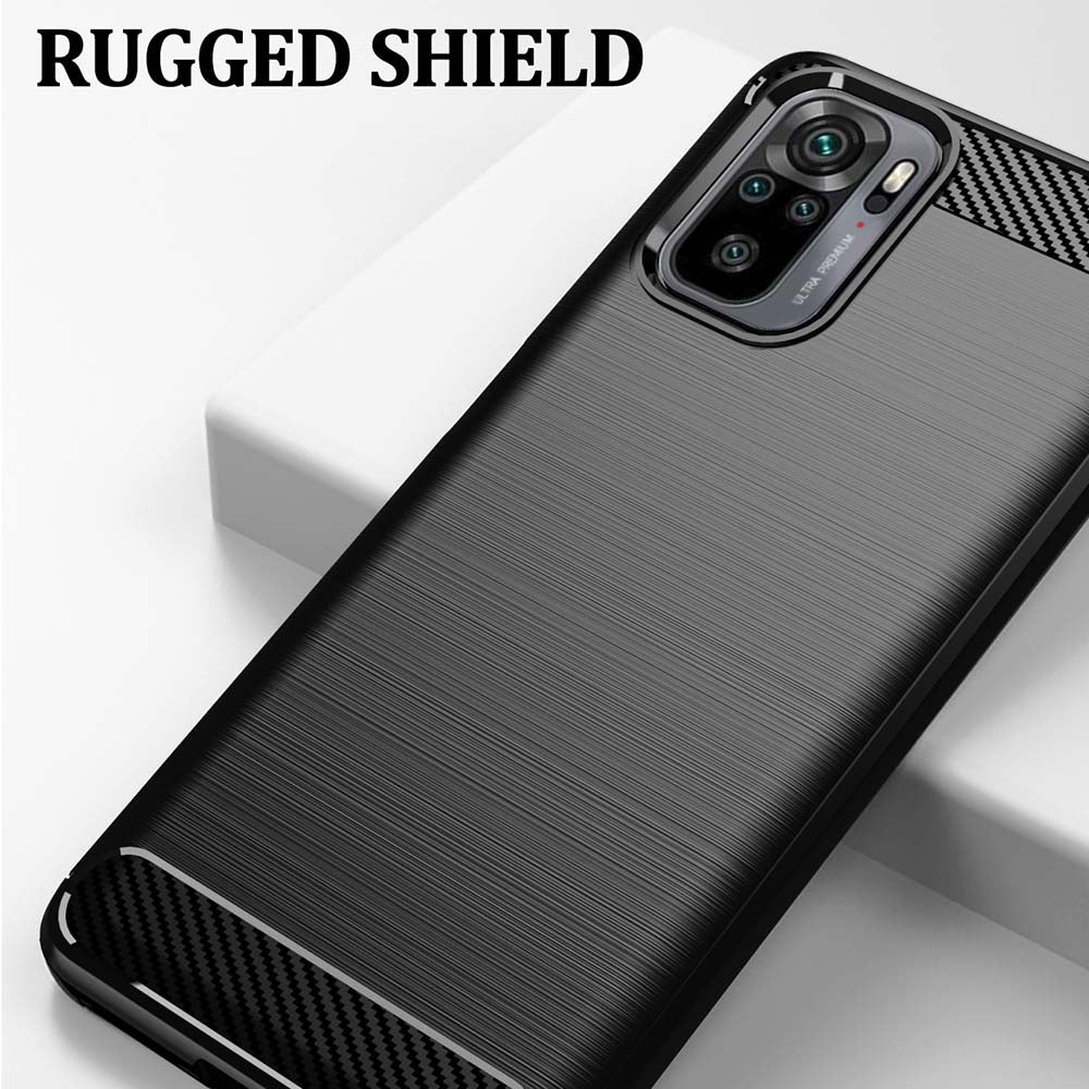Techsuit - Carbon Silicone - Xiaomi Redmi Note 10 4G / Note 10S / Poco M5s - Black