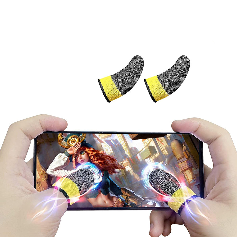 Techsuit - Mobile Gaming Finger Sleeve (FS4-02) - for Peaceful Elite, King of Glory, Anti-Sweat - Yellow