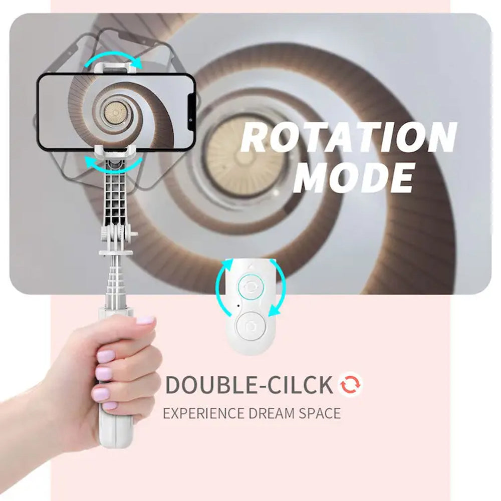 Techsuit - Mini Selfie Stick (L08Mini) - Stable Gimbal/Tripod with Removable Wireless Remote, 360 Rotation Head, 70cm - Black