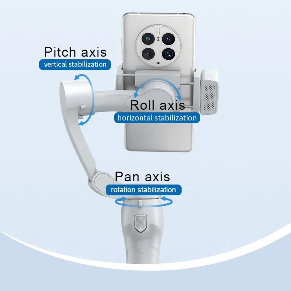Techsuit - Phone Gimbal (L7C Pro) - with Bluetooth, Inception Mode, Beauty Function, Tripod, 2000mAh - Gray