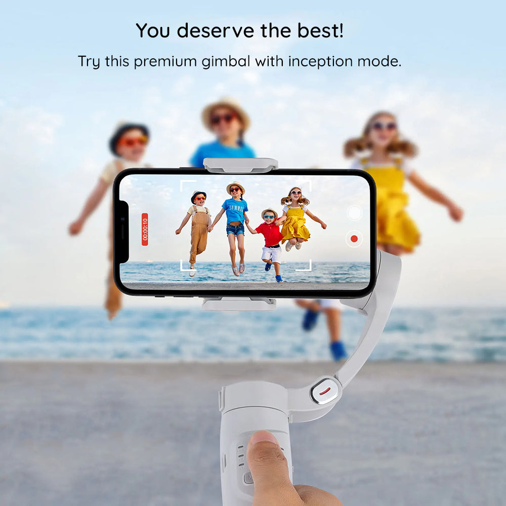 Techsuit - Phone Gimbal (M1) - Stabilizer Tripod, with Inception Mode, Face Tracking, Focus, Remote Control, Foldable - Gray