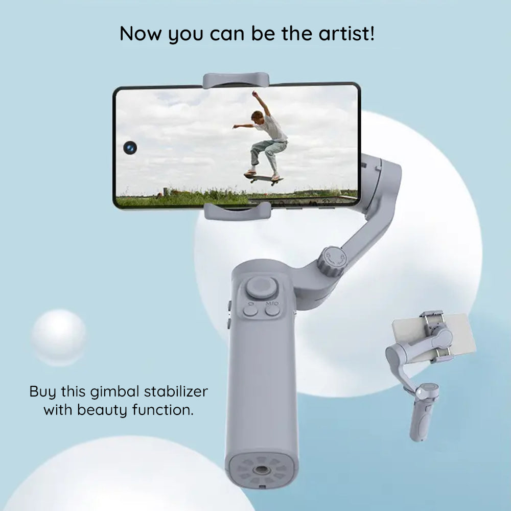 Techsuit - Phone Gimbal (F5) - with Face Tracking, Inception mode, Beauty Function, Time-Lapse, Foldable, 2200mAh - Gray