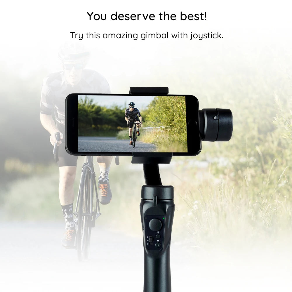 Techsuit - Phone Gimbal (H4) - with 3 Axis Handheld, Joystick, Micro-USB, 6.1inch Max, Aluminum Alloy, 2200mAh - Black