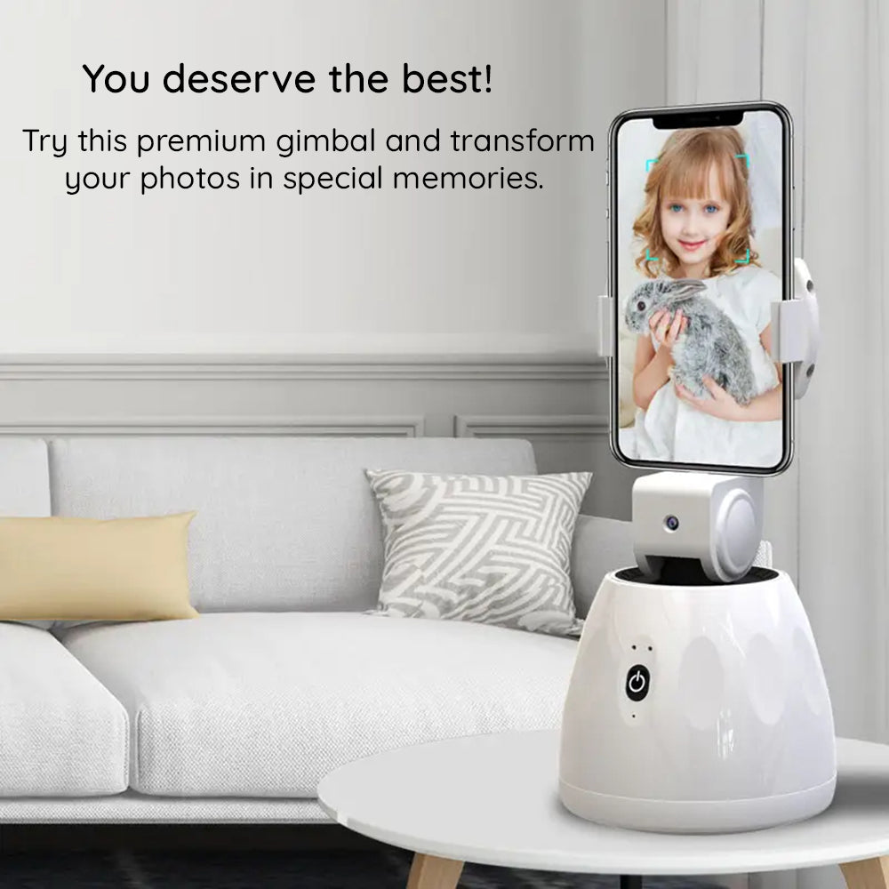 Techsuit - Phone Gimbal (Q3) - with Face Tracking, 360, 1800mAh - White