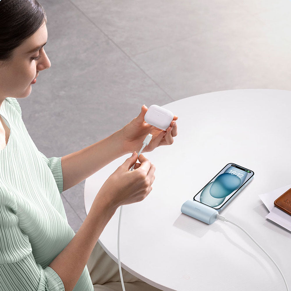 Baseus - Power Bank (P10068306113-00) - Type-C, Compact Design, 20W, 5000mAh, with Cable Type-C - Black