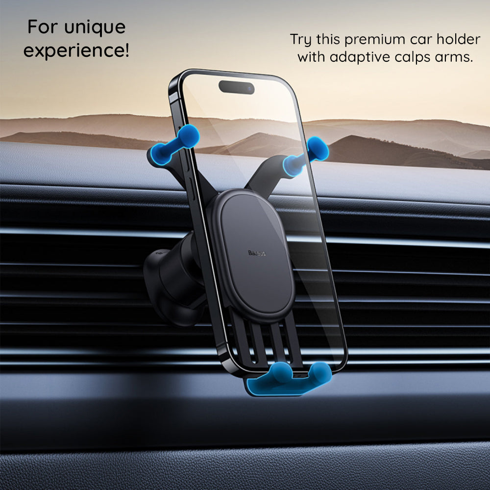 Baseus - Car Holder Pro (SUWX030001) - Stable Gravitational, Wireless Charging, for Air Vent, 15W - Black