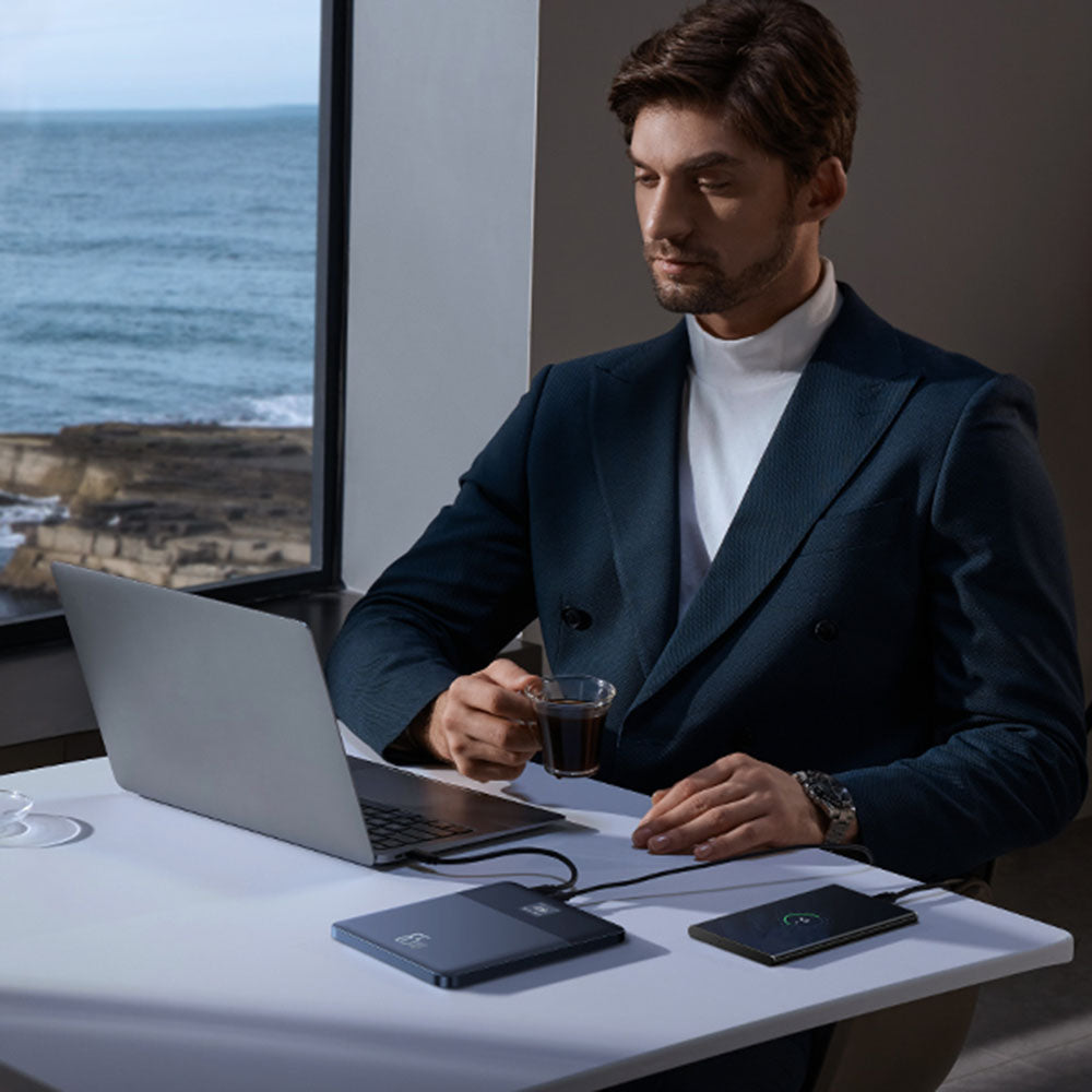 Baseus - Power Bank Blade (P10063801733-00) - 2x Type-C, 65W, 12000mAh, Digital Display, with Cable USB-C - Orange