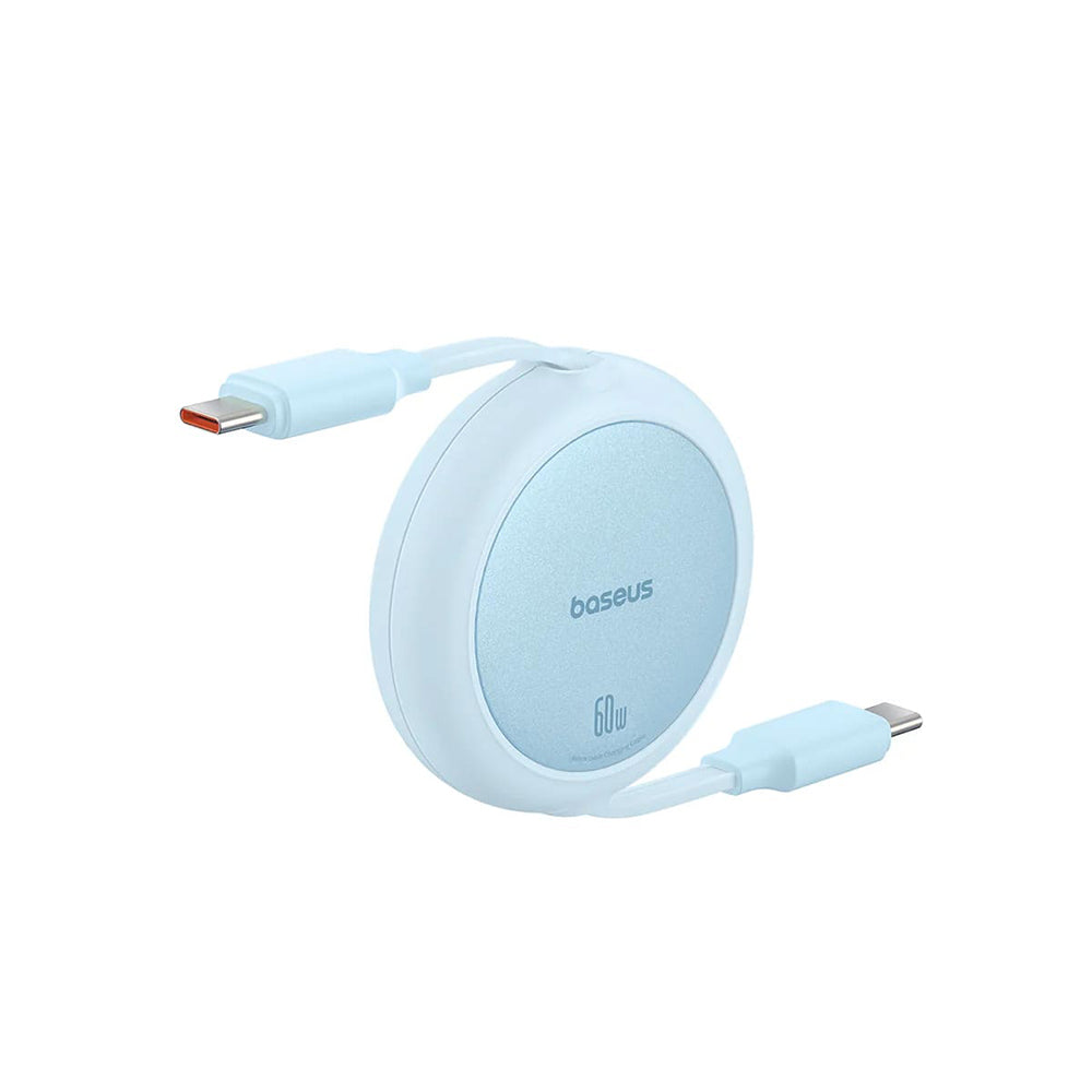 Baseus - Data Cable Free2Pull Mini (P10364500311-01) - Type-C to Type-C, 60W, 1m, Retractable - Galaxy Blue