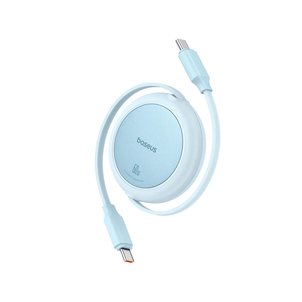 Baseus - Data Cable Free2Pull Mini (P10364500311-01) - Type-C to Type-C, 60W, 1m, Retractable - Galaxy Blue