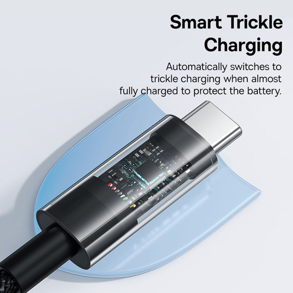 Baseus - Data Cable Gem (P10373000111-00) - Type-C to Type-C, Super Fast Charging 100W, 1m - Cluster Black