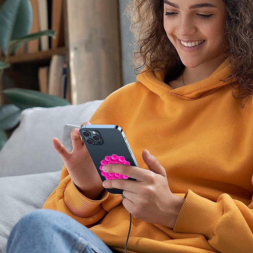 Techsuit - Phone Holder (SO-CUP) - Suction Pad for Selfies, Silicone, Adhesive Mount, Round Shape - Orange