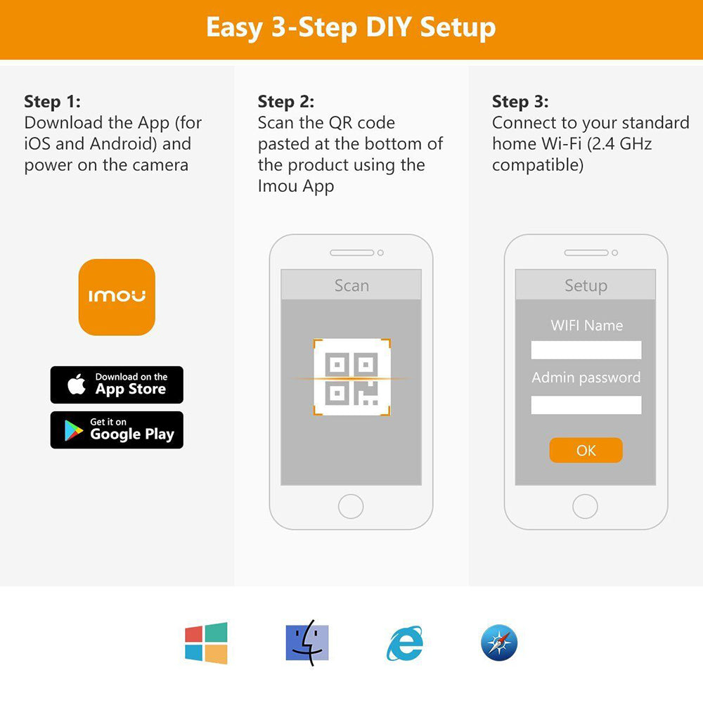Imou - Outdoor Camera Cruiser SE+ (IPC-K7CP-5H1WE) - 5MP, Built-in Mic, Human Detection, Night Vision - White